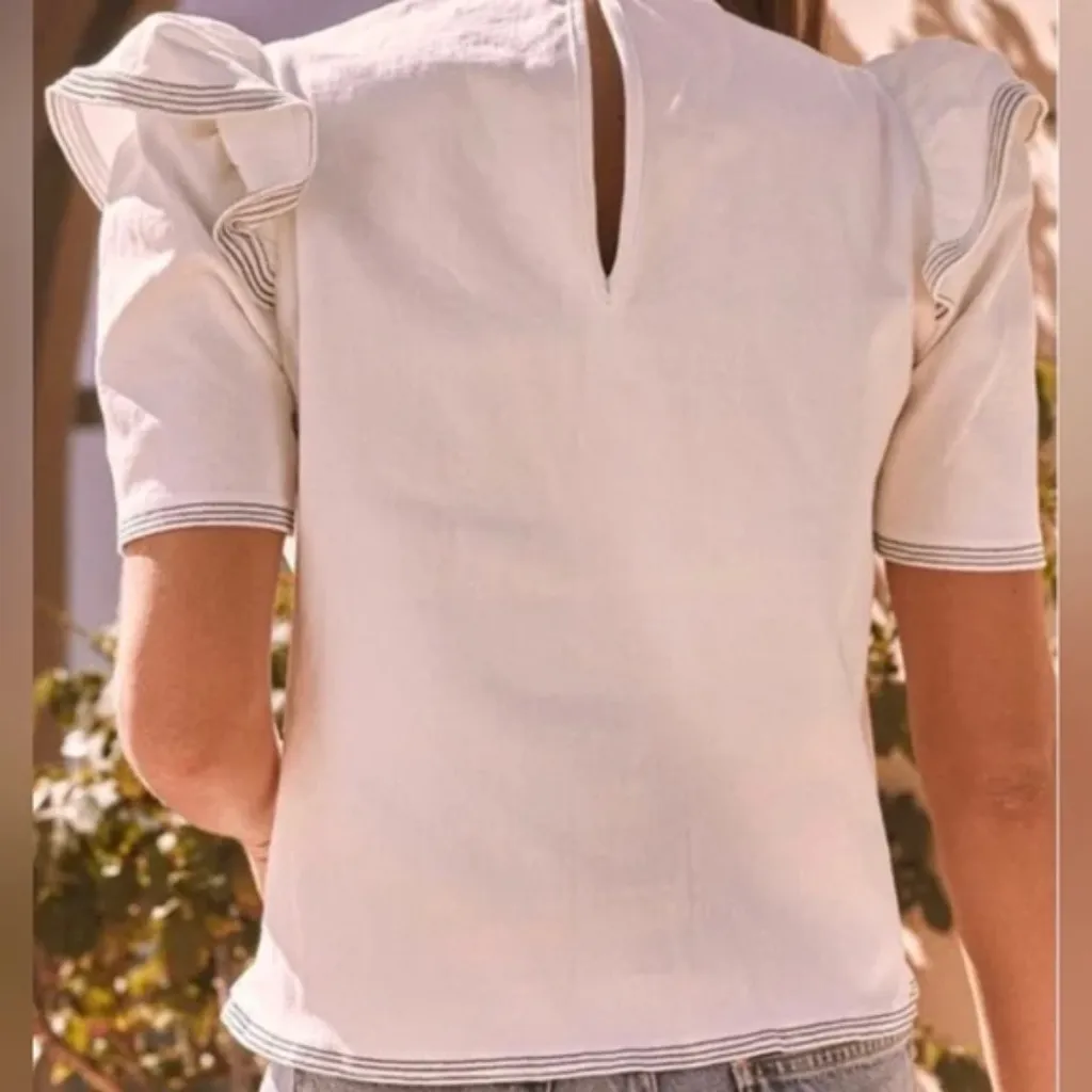 Saylor‎ Harriette Denim Ruffle Sailor Top Size M - Image 9