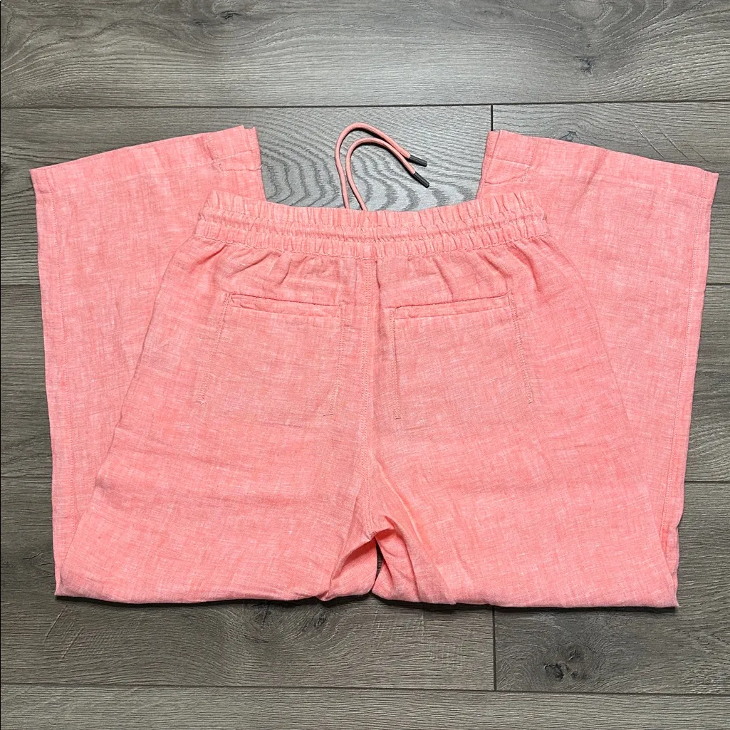 Athleta Retreat Linen High Rise Wide Leg‎ Pant Sunset Glow Orange Size 0 - Image 6