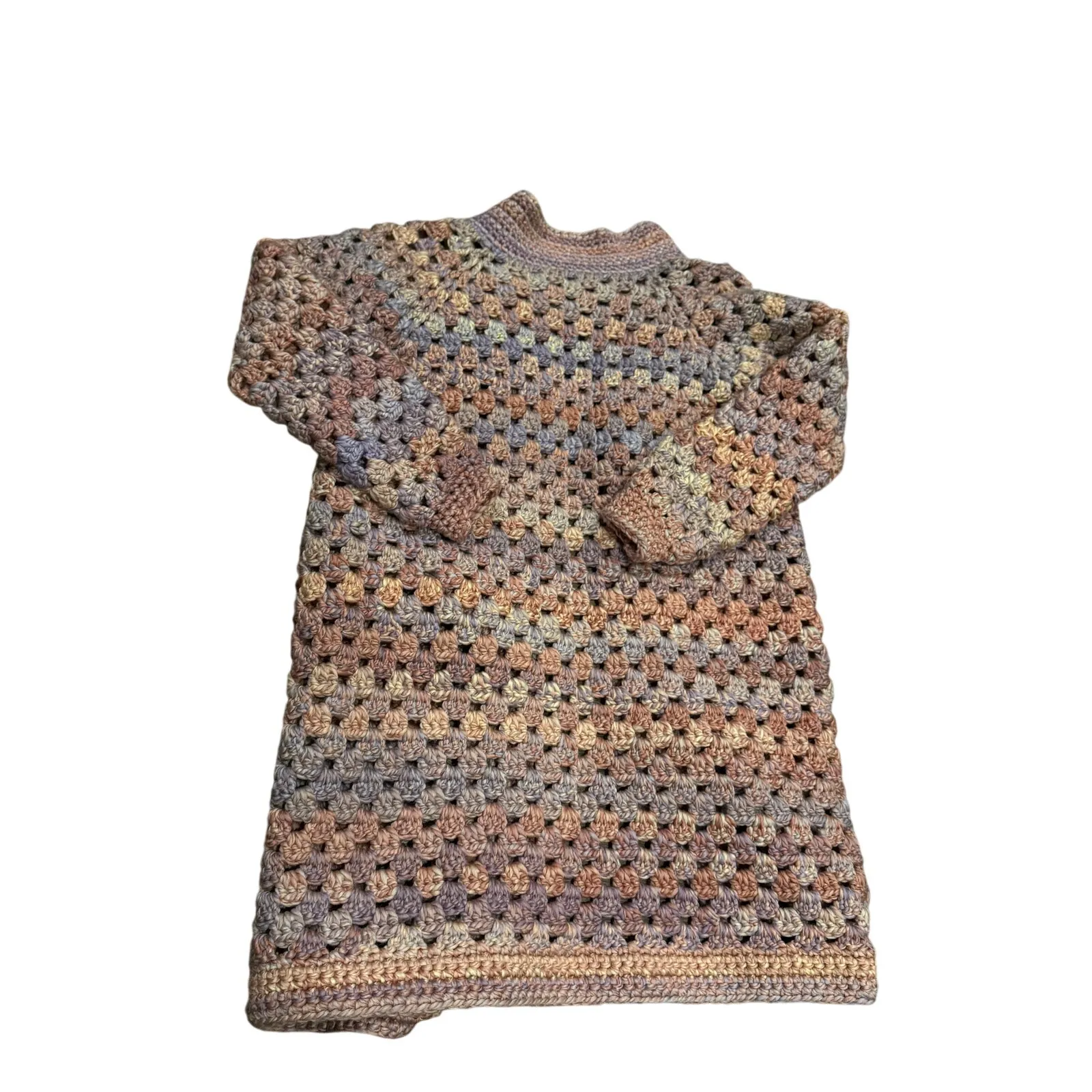 Handmade Heavyweight Pastel Crochet Cardigan Jacket | Chunky Button Front Pink Size M - Image 13