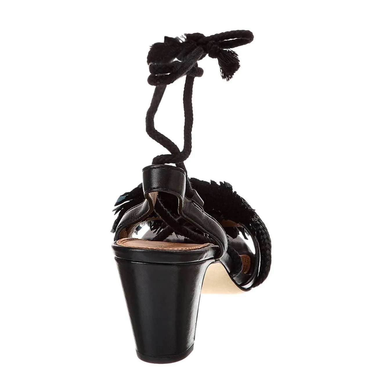 Tory Burch Rope Ankle Tie Sandal in Perfect Black Leather – 65mm, Size 6 - Image 4