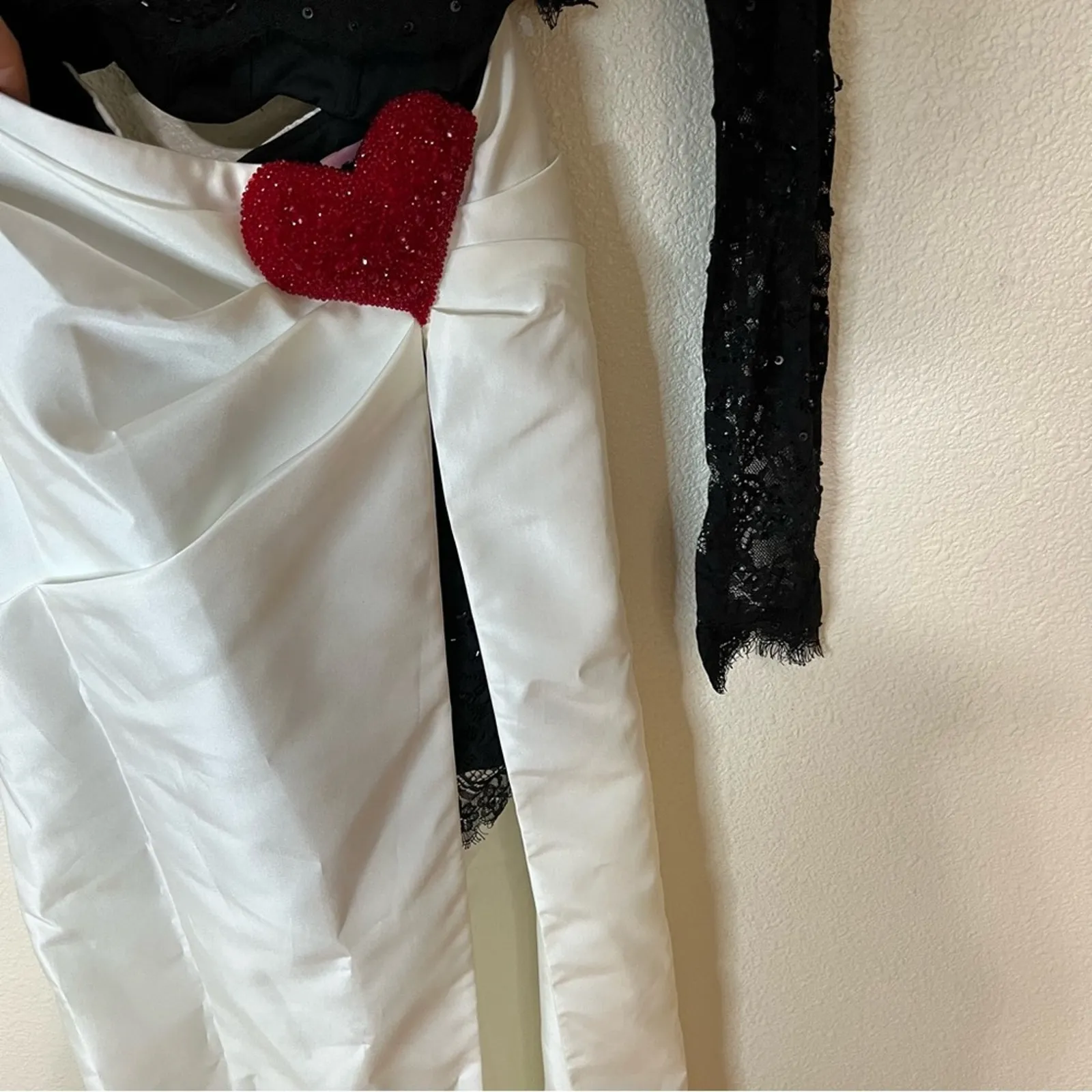 Tarik Ediz Canisa Queen of Hearts lace satin black white two piece dress NEW 2 - Image 6