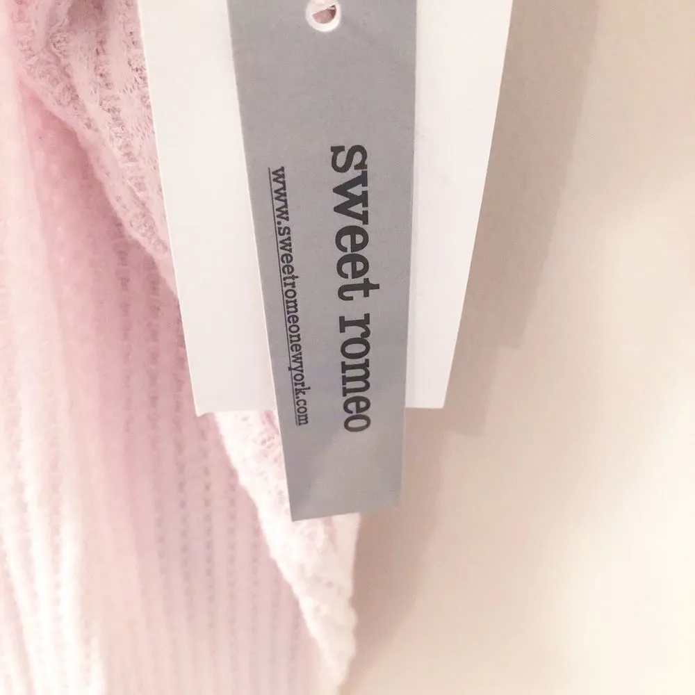 Sweet Romeo Waffle Knit Thermal Henley Light Pink 1X - Image 5