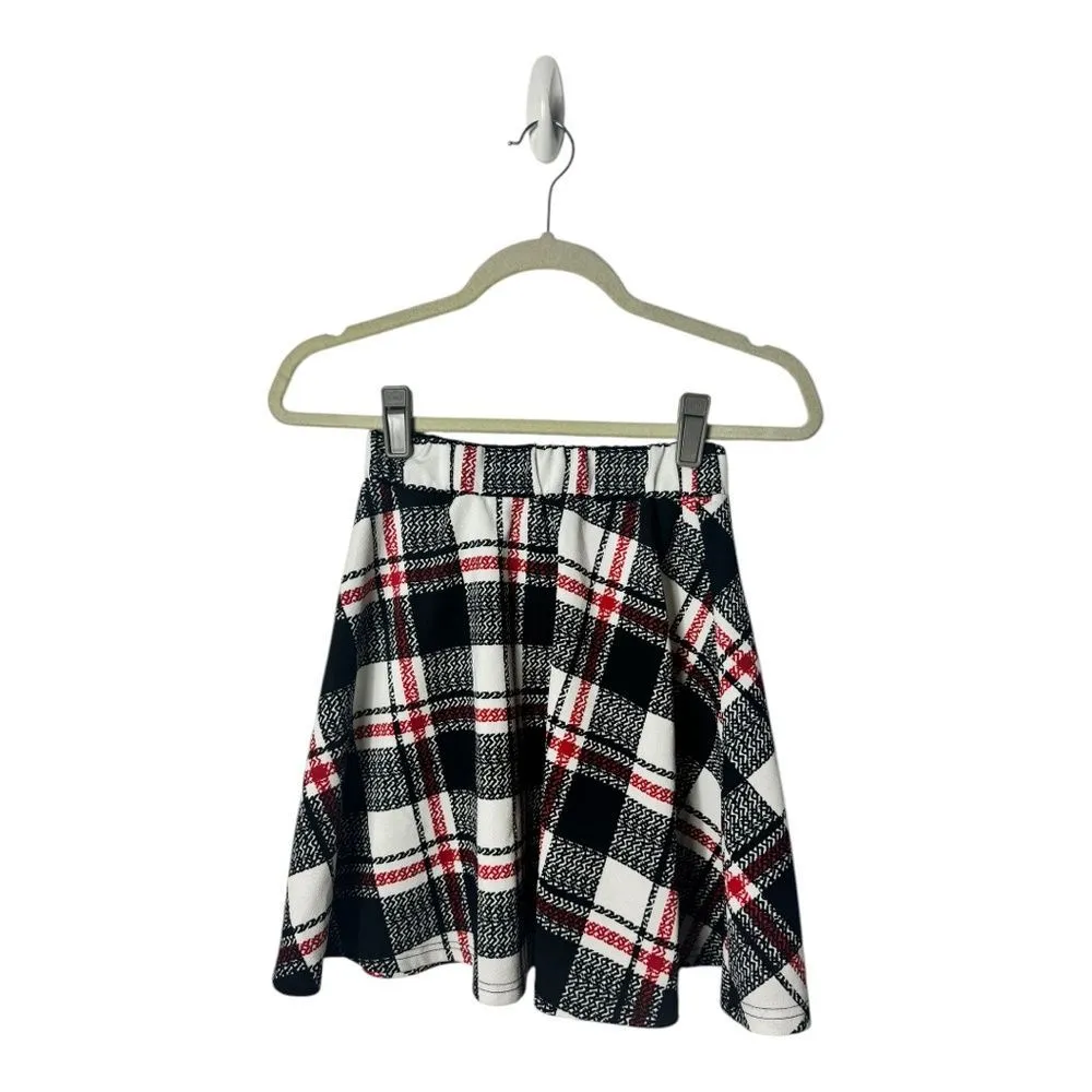 SHEIN Plaid Flare Skirt Black White Red Women’s Size 4 A-Line Mini - Image 5