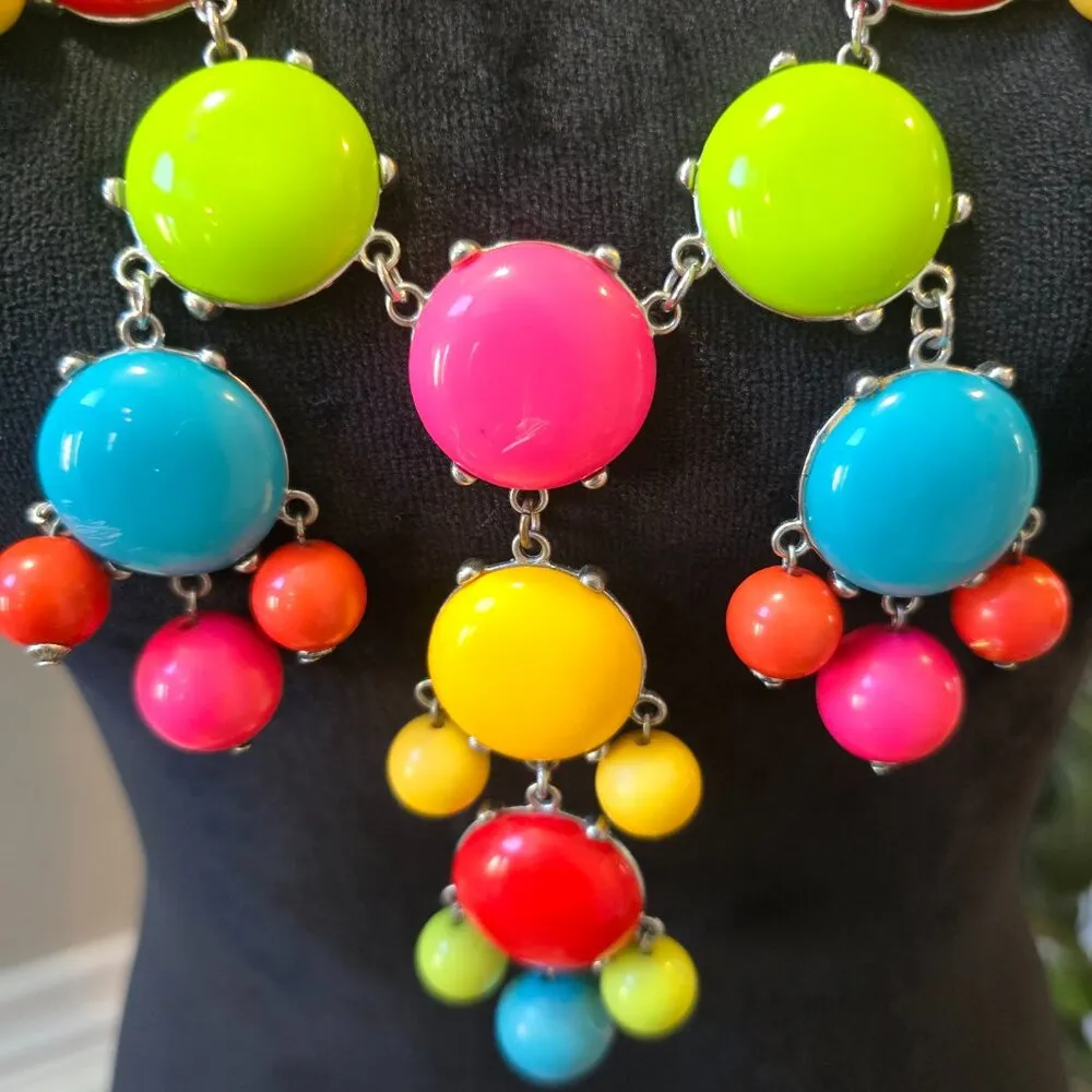 Womens Fashion Multicolor Bubble Gum Beaded Necklace Jewelry with Lobster Clasp Yellow - Image 3