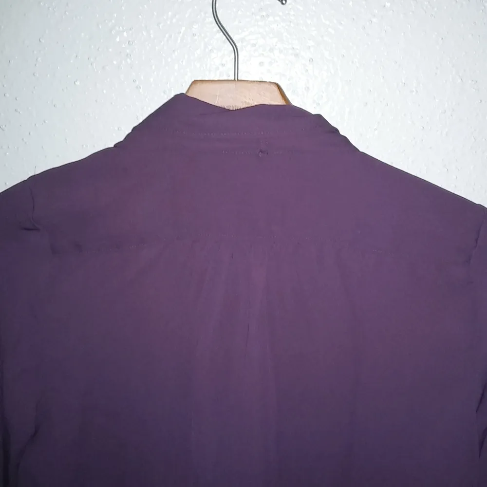 Lands End 2P Workwear Eggplant Neck Sash Dress Shirt Workwear Petite Purple - Image 8