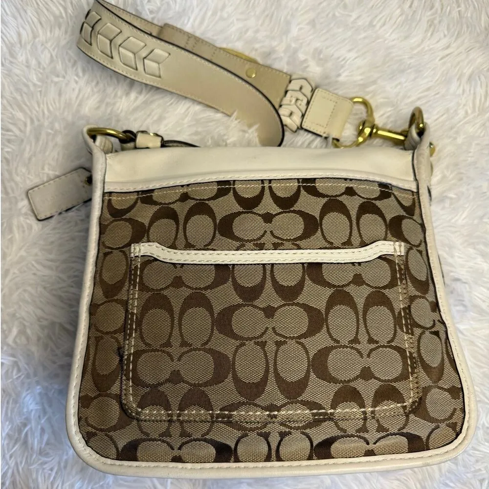 y2k COACH 2007 Bleeker 11434 Brown Bone Canvas Flap Shoulder Bag - Image 2