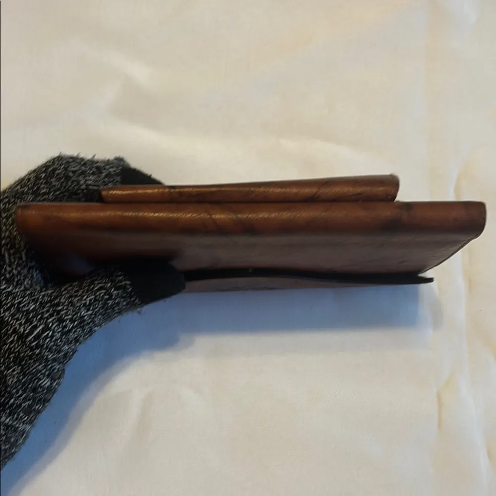 Buxton Tooled Leather Organizer Clutch Brown Preloved - Image 11