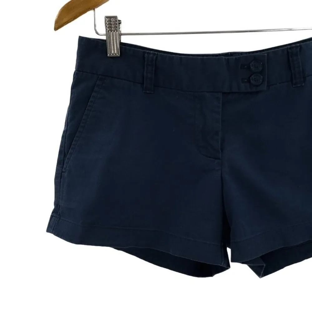 Vineyard Vines  Solid Navy Blue Cotton Flat Front Chino Shorts Size 2 - Image 3
