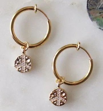 20mm Gold Hoop With Charms With Peace Coins - Image 2