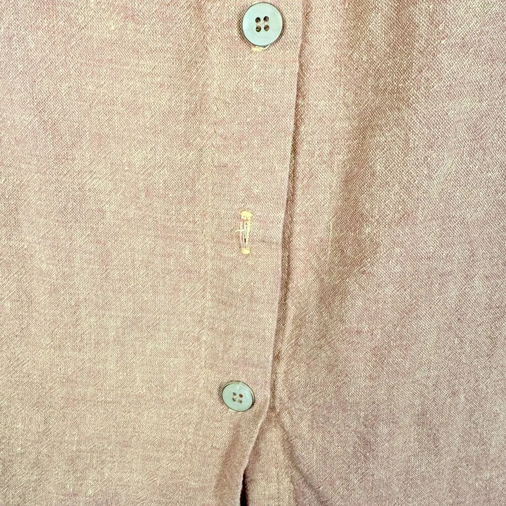 Ivy Linen Blend Midi Shirt Dress Size Medium Orange Lagenlook Coastal Vacation - Image 6