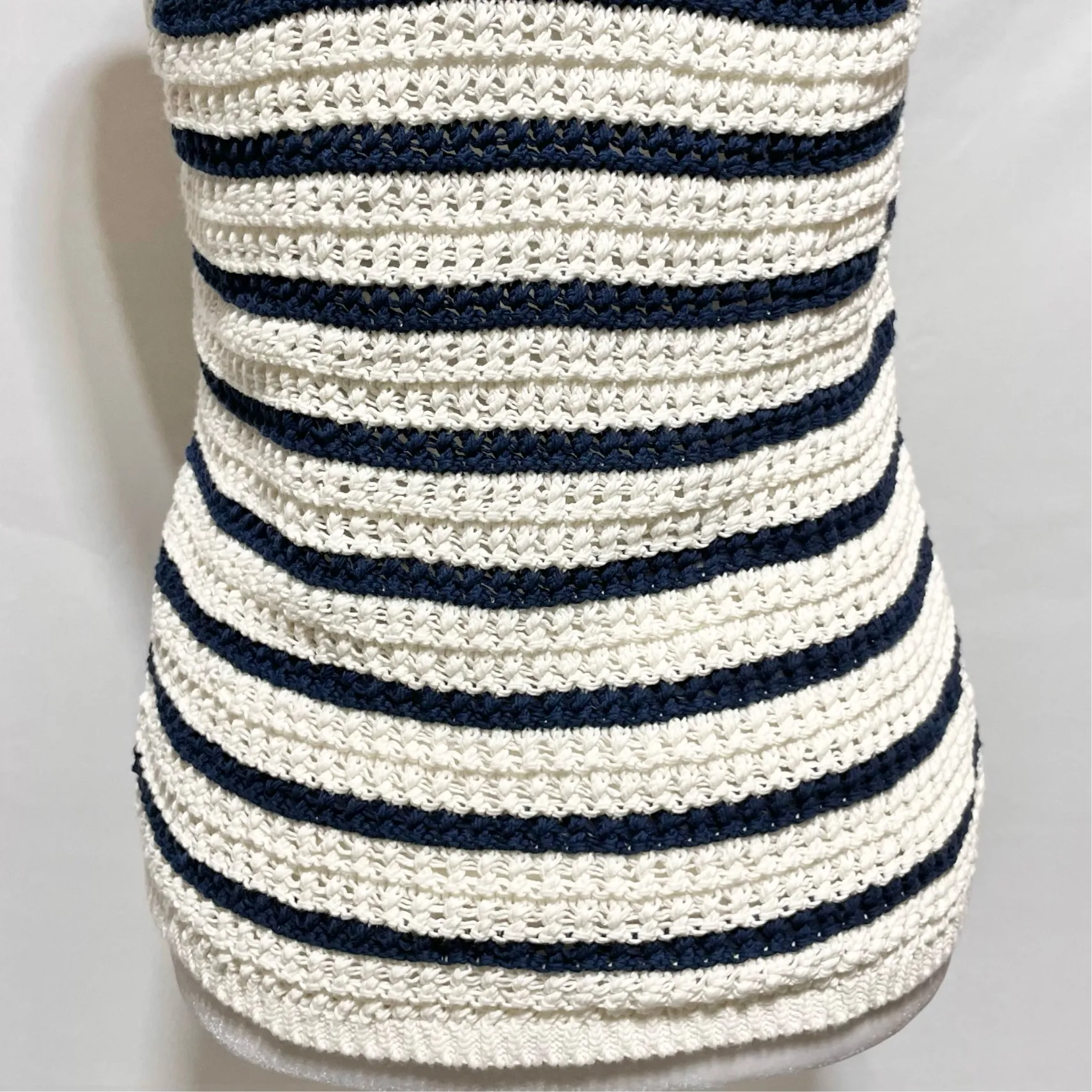 New Madewell Crochet Knit Crewneck Sweater Tank Top NO991 Ivory Navy Size Medium - Image 17