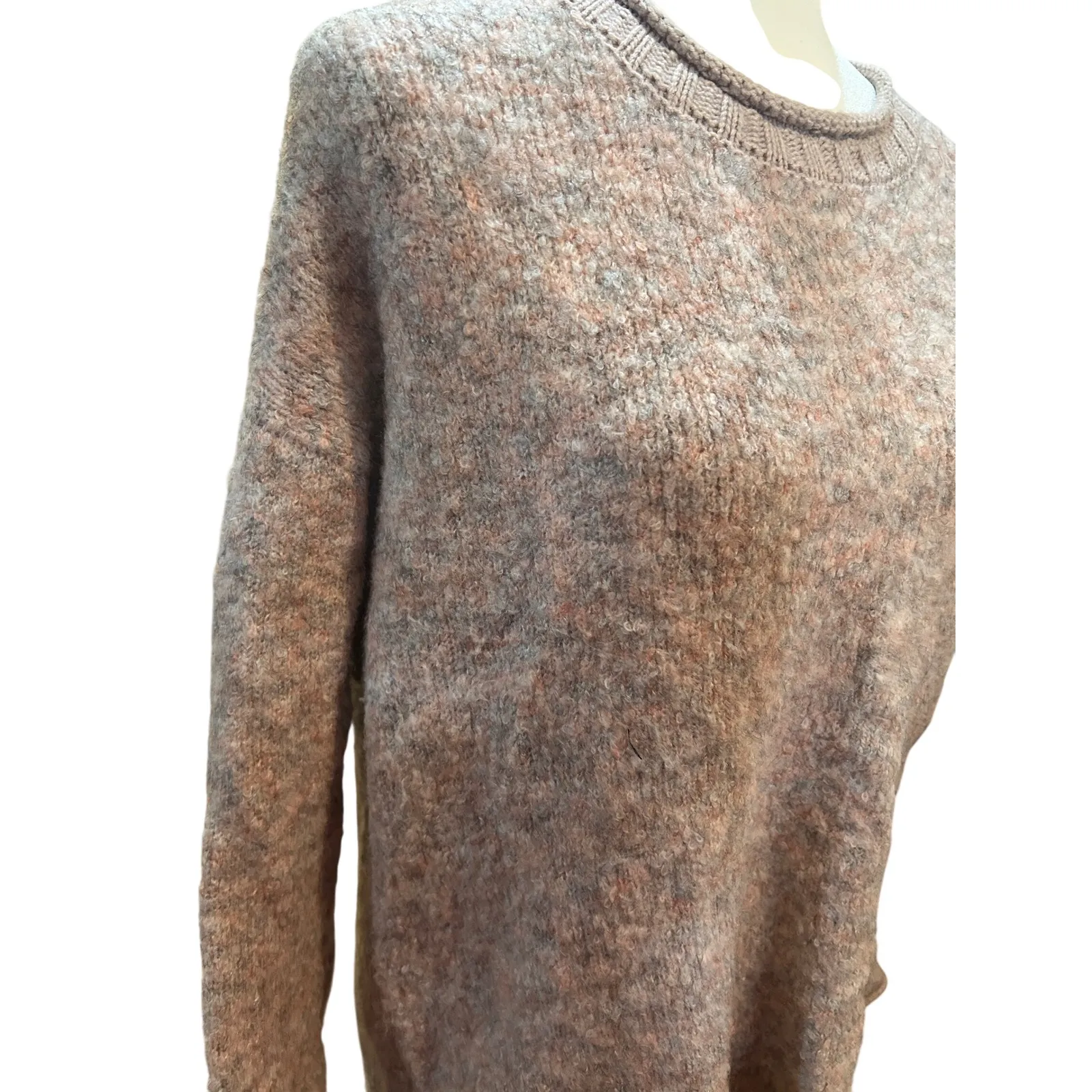 Cozy‎ Knit Sweater with Pocket Long Sleeve Comfortable Pullover Tan Size L - Image 3