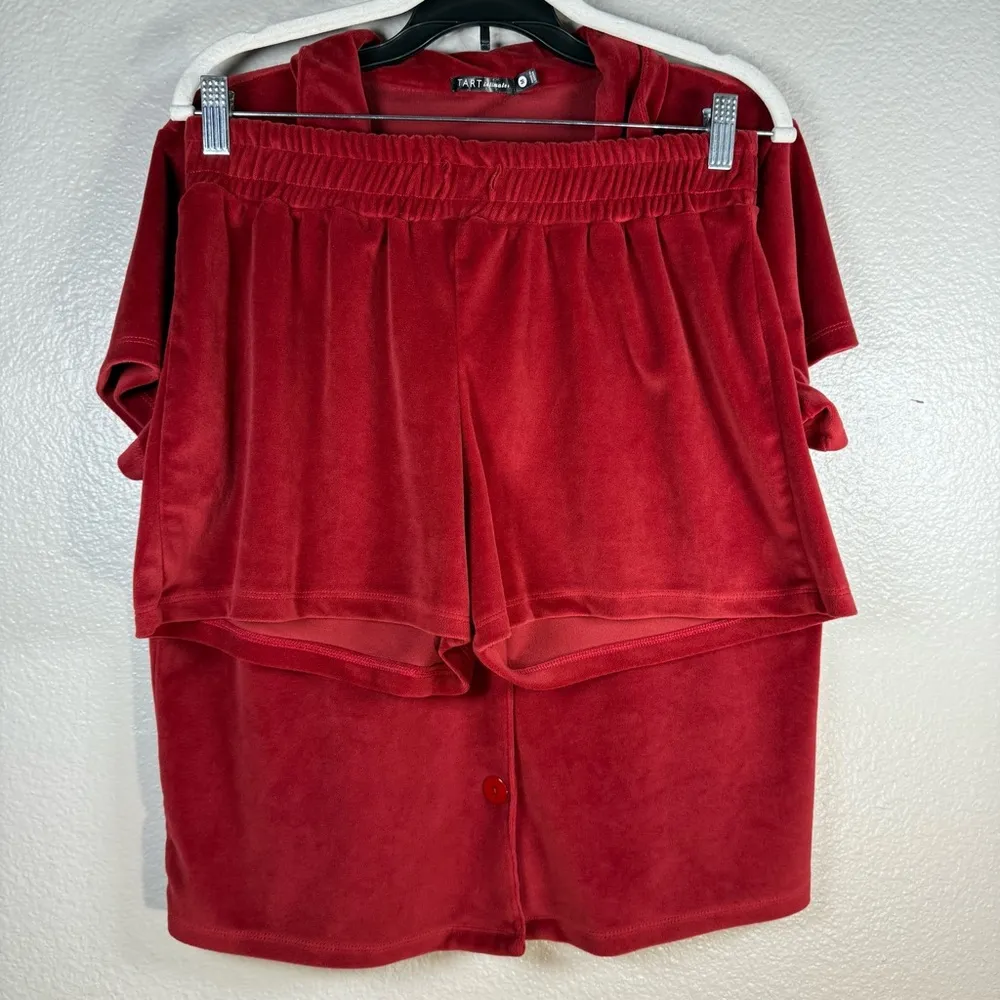 Tart intimates Red Velvet Button-Up Top set pajama SZ:M - Image 9