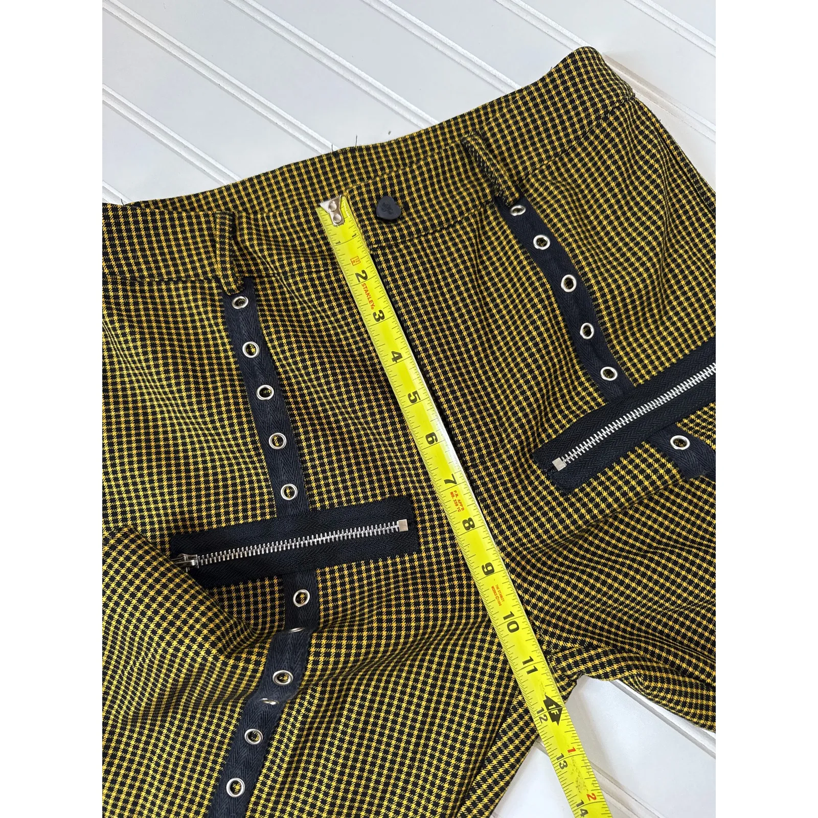Valfré Avril Pants Black & Yellow Houndstooth High Rise Cropped Womens Size S - Image 4