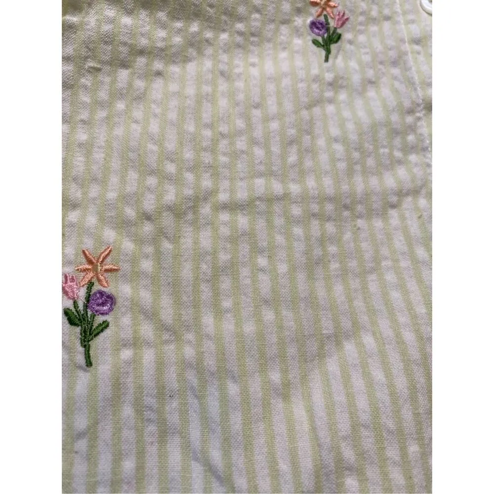 Vintage NorthCrest Butterfly Striped Collared Tank Top Button Up Size Small White - Image 6