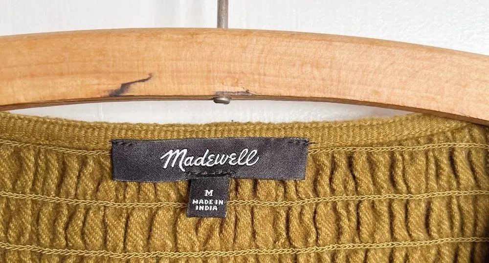 Madewell • Flannel Lucie V-Neck Smocked Mini Dress green ruffle puff sleeve - Image 5