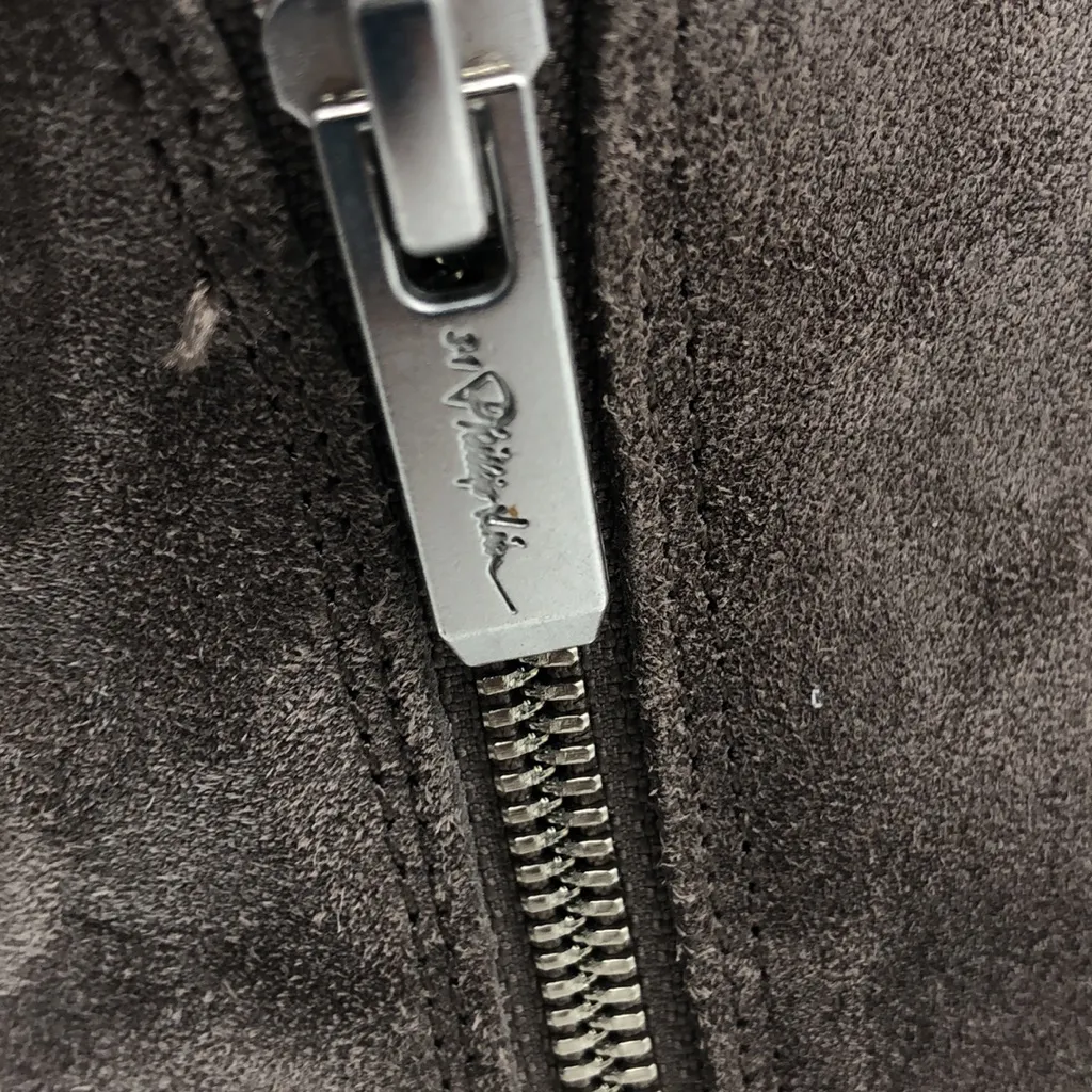 3.1 PHILLIP LIM Charcoal Gray Elegant Suede Ankle Boots. - Image 6