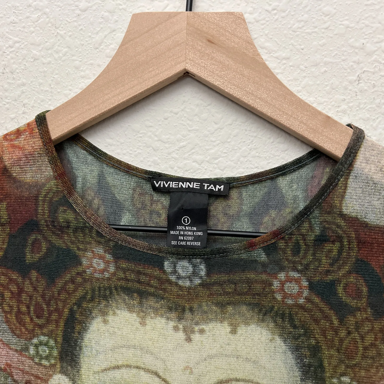 vintage 90s rare vivienne tam kuan yin buddha print mesh maxi dress - Image 8