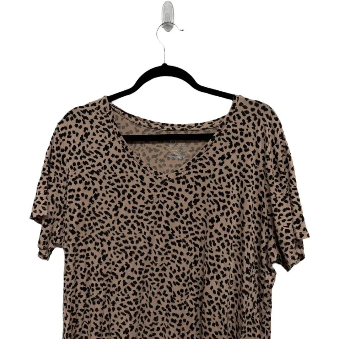 Apt 9 Essentials Brown Animal Print Short Sleeve Tee Size XXL Casual TShirt - Image 2