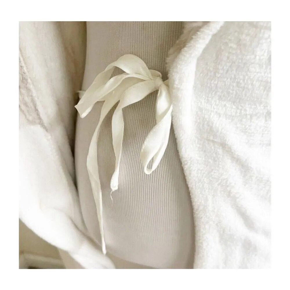 Carole Hochmann Plush Tie Wrap Robe M Ivory Tan Faux Fur Shawl Neck Pocket NWOT - Image 13