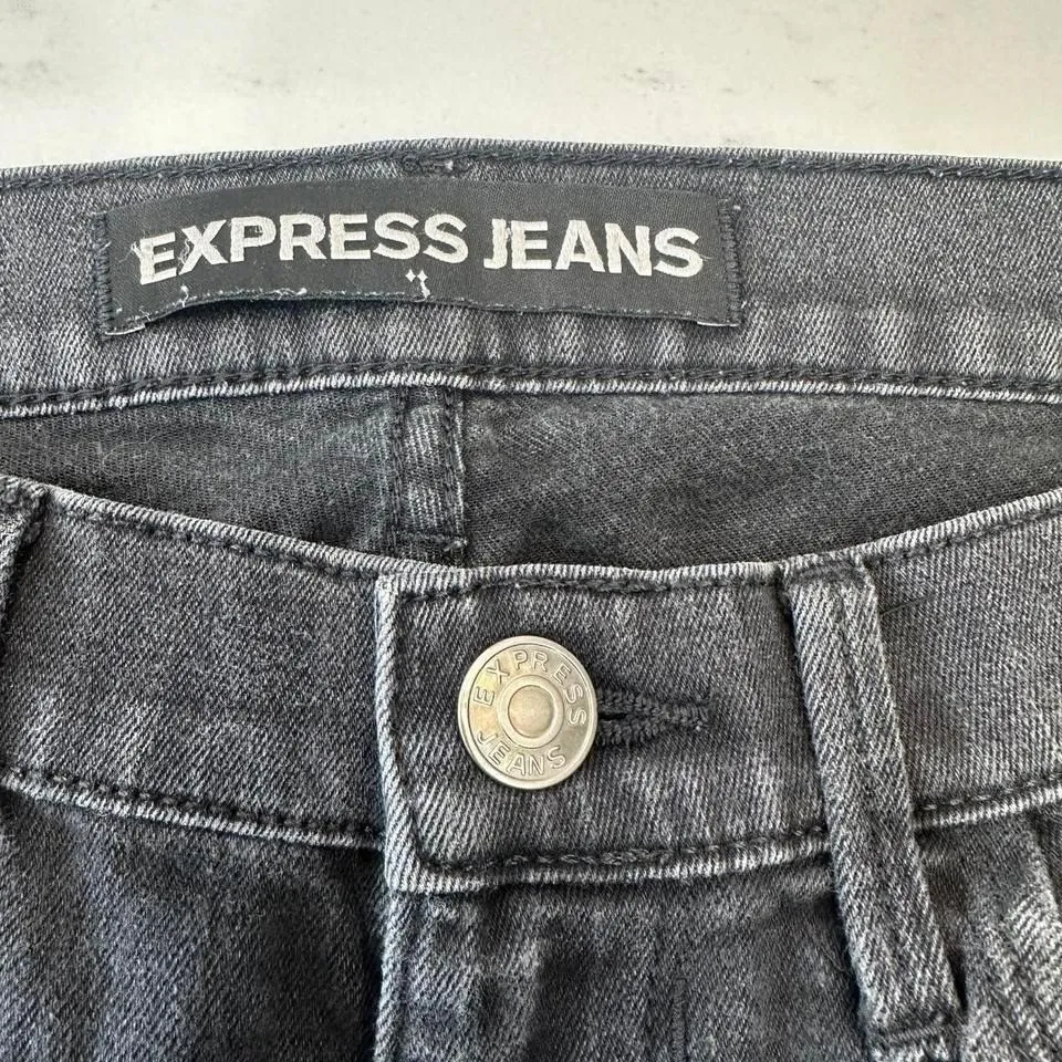 Express Jeans Womens 6 Black Legging MIA Mid Rise Ripped Distressed Skinny Denim - Image 3