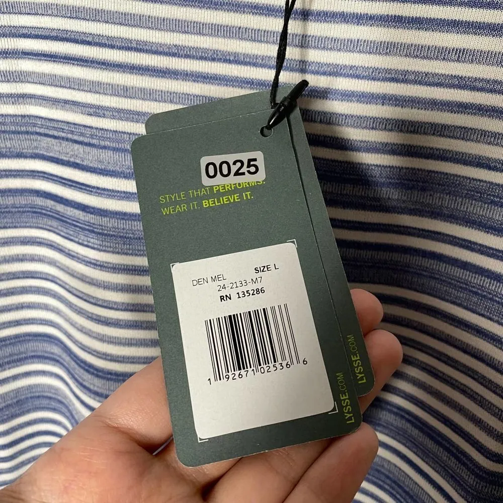 Lysse Mulholland Striped Sleeveless Knit Midi Tank Dress Blue White Large - Image 3