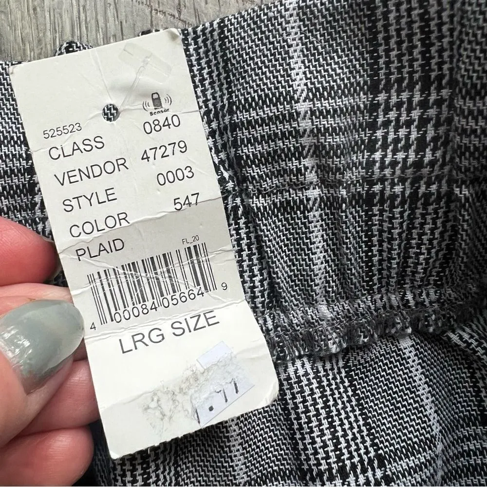 Kendall & Kylie Plaid Paperbag Skirt NWT from PacSun Black White Grey Tie Belt L - Image 6