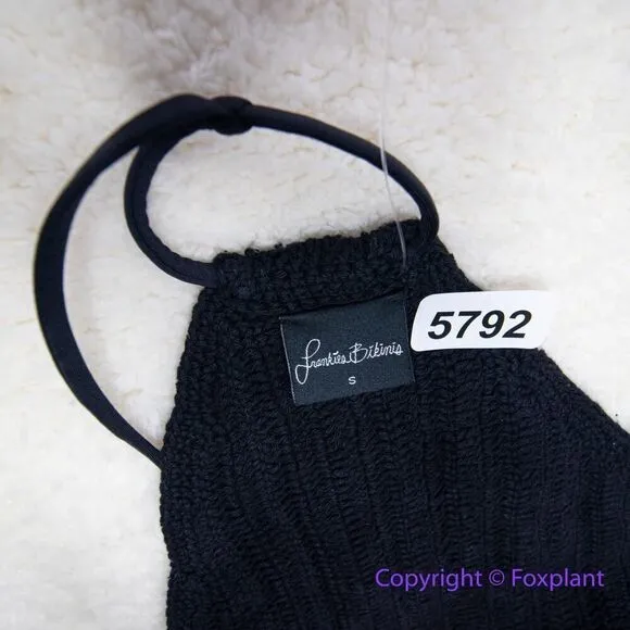 New! Frankies bikini jimi black crochet halter bikini top‎ 100% cotton, size S - Image 9