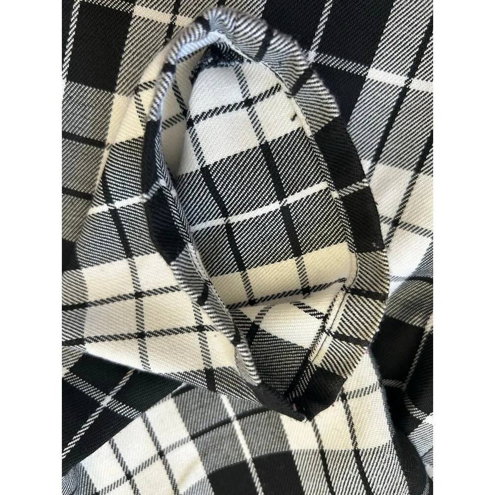 Vintage 90s Bobbie Brooks Light Black Cream Tartan Plaid Oversized Blazer 12/14 - Image 8