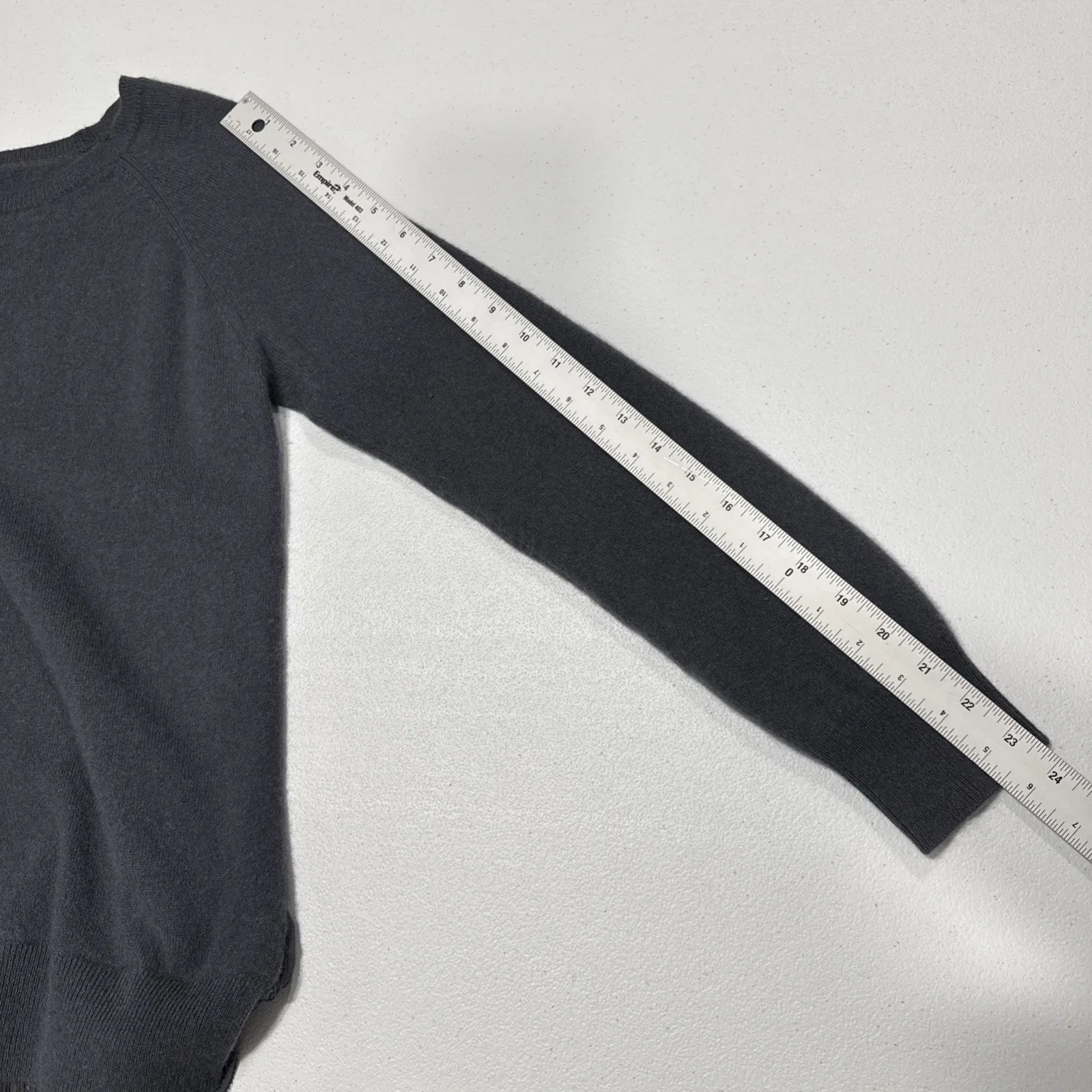 Garnet Hill Cashmere Pullover Sweater Womens S Lace Shirttail Long Sleeve Gray - Image 8