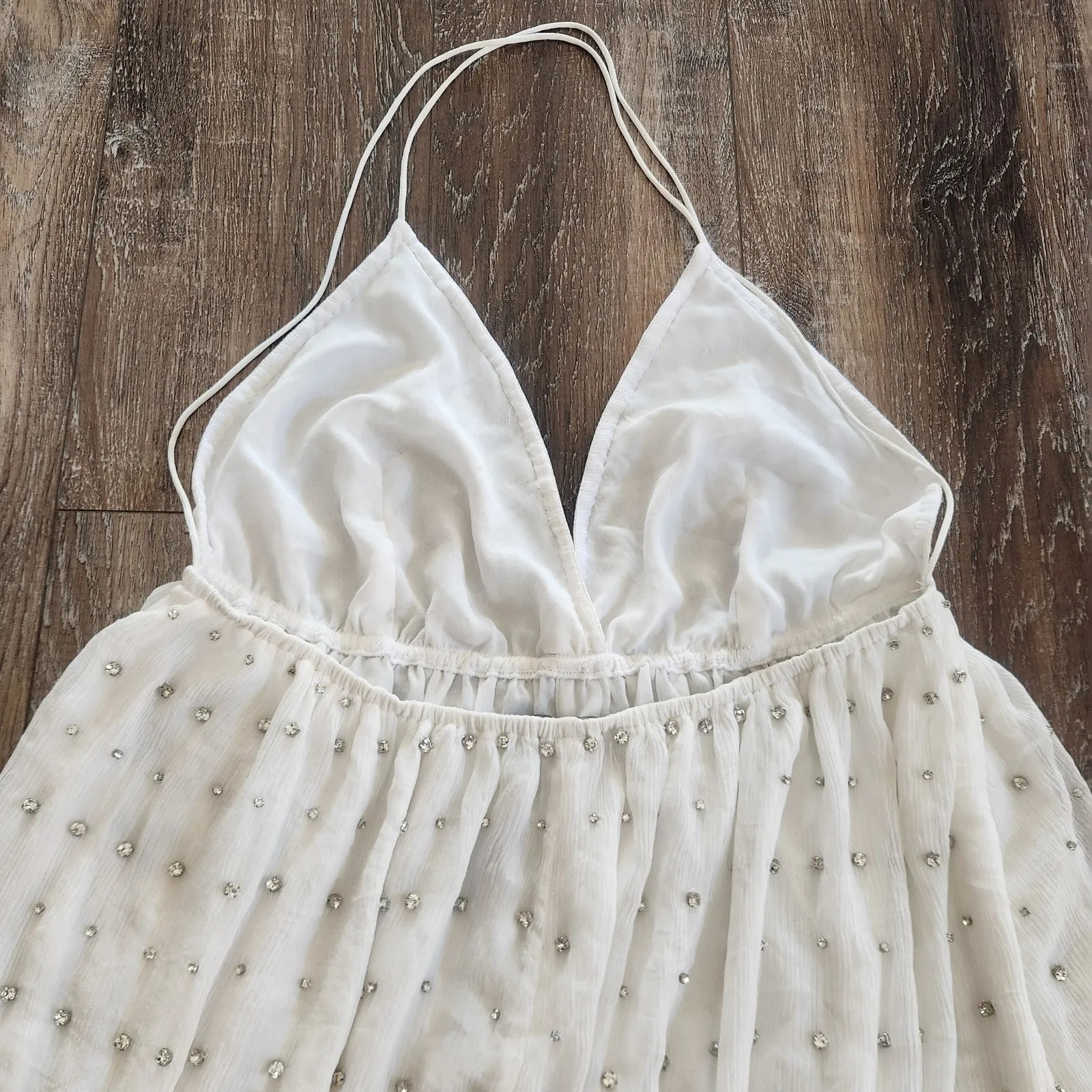 Retrofete Zadie Embellished Silk Chiffon Dress Sleeveless White Large NWT Maxi - Image 8