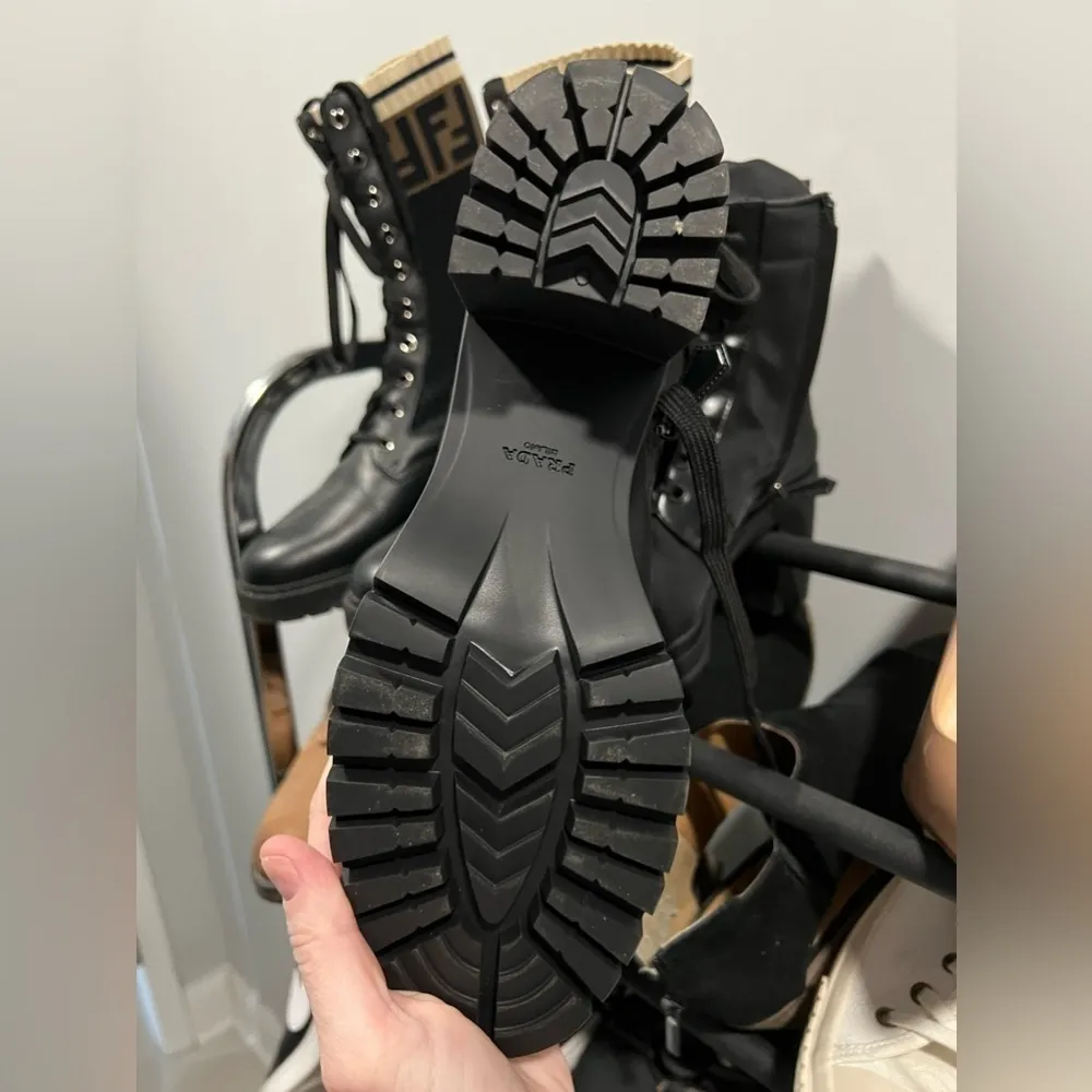 New Prada Re-Nylon and Leather Booties in Black Nero 39 - Image 7