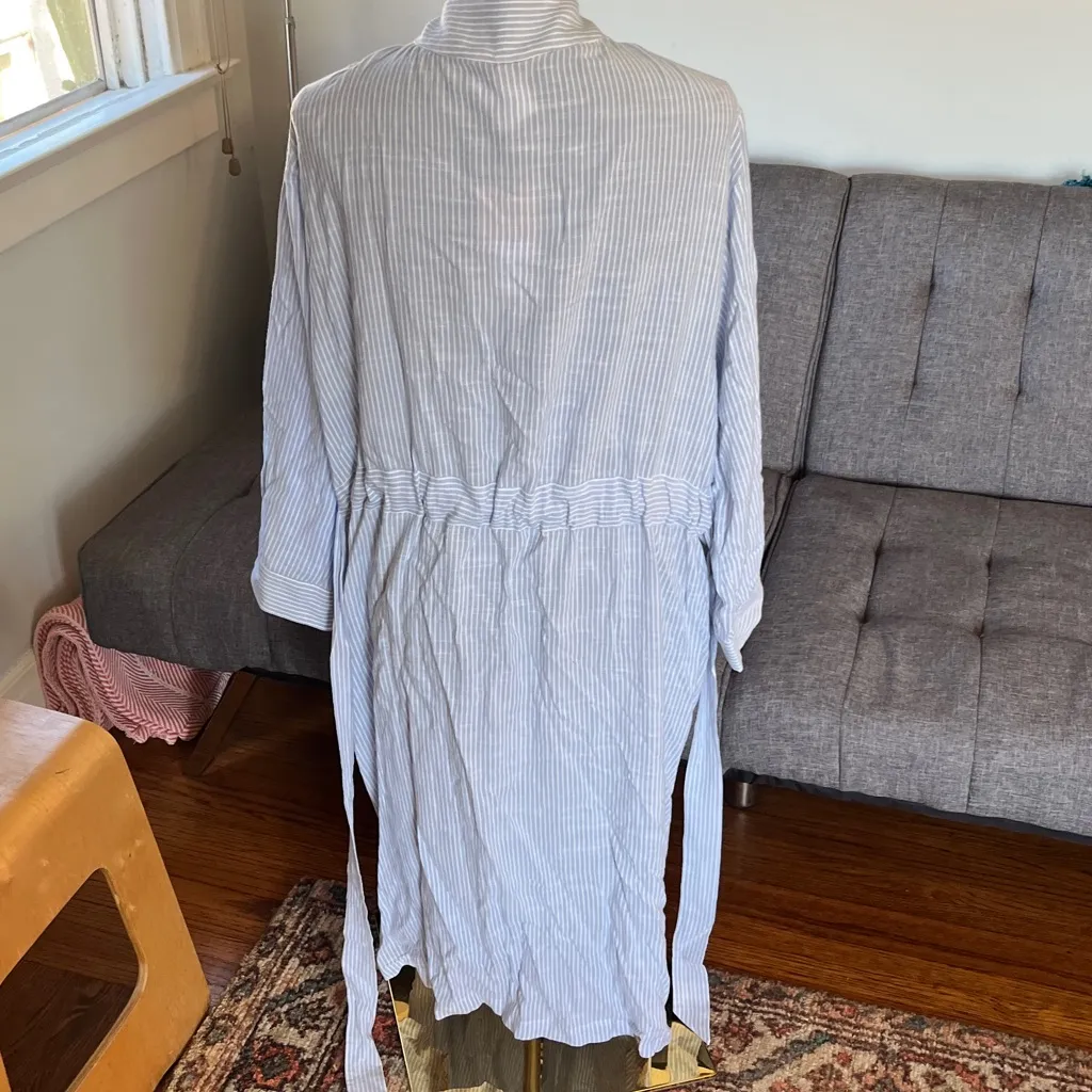 NWT Eberjey "Nautico" blue and white striped robe size Medium - Image 5