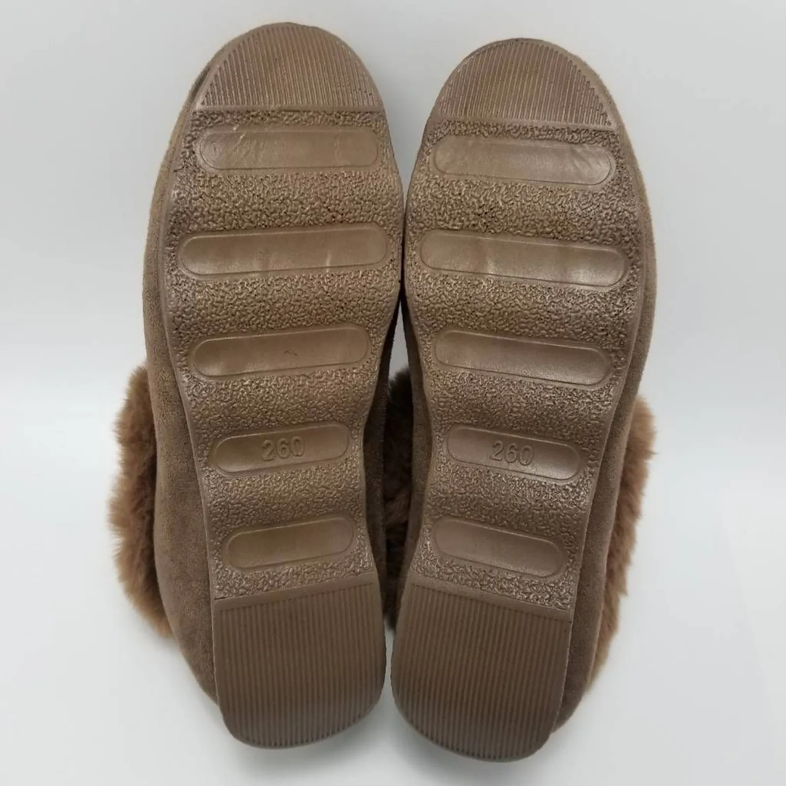 Moccasin Booties Womens Cognac Brown Bow Slip On Faux Fur Trim 8.5 New - Image 12