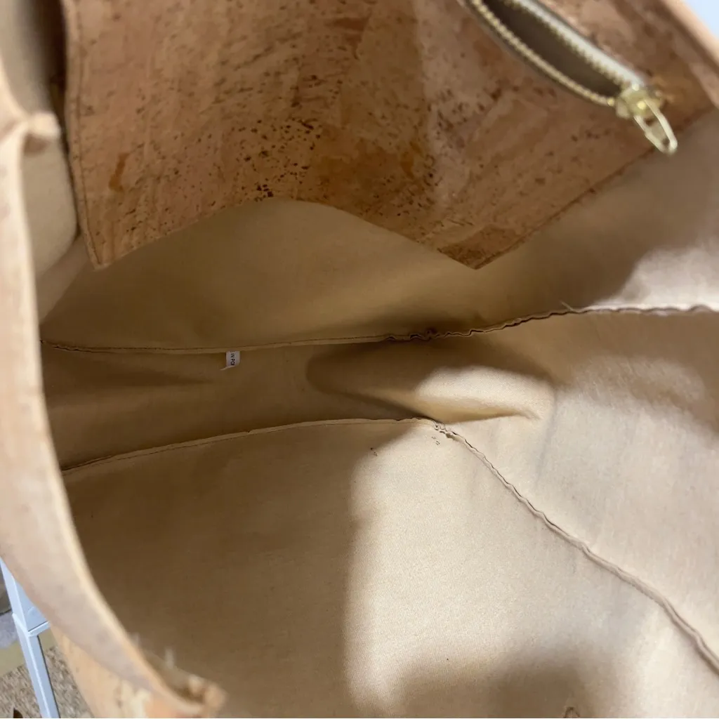 TIRADIA CORK farmers market tote bag shoulder work travel free people Tan - Image 7