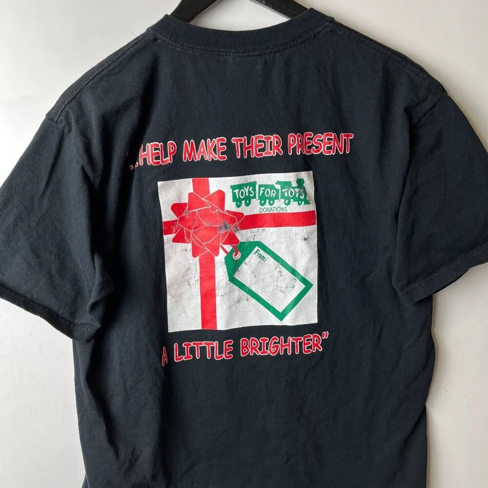Vintage Toys For Tots T Shirt Black Medium M Graphic Tee Sublimation Screen - Image 6