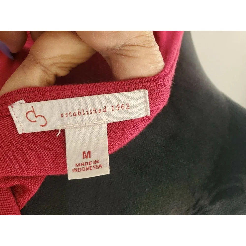 CB Established 1962 Women's Solid Red Polyester Round Neck Long Sleeve Blouse M Size M - Image 8