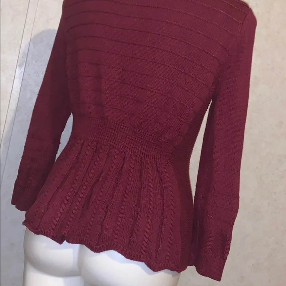 Neiman Marcus red burgundy knit zipper sweater - Image 4