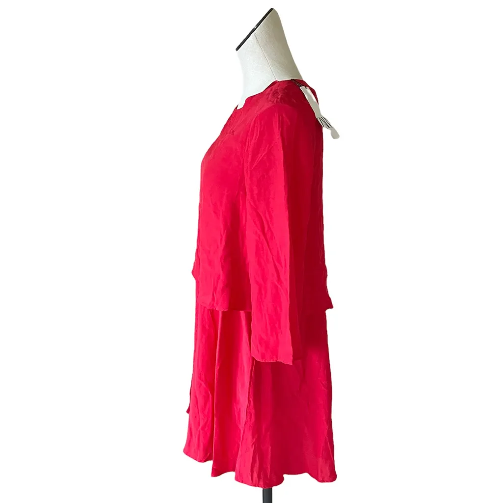 NWT ZARA RED CHIFFON RUFFLES BLOGGERS FAV MINI DRESS XS - Image 9