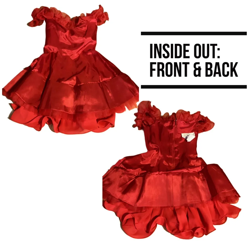 VINTAGE 1990'S LILLIE RUBIN RED ROSETTE & TULLE MINI PARTY DRESS (6) - Image 11