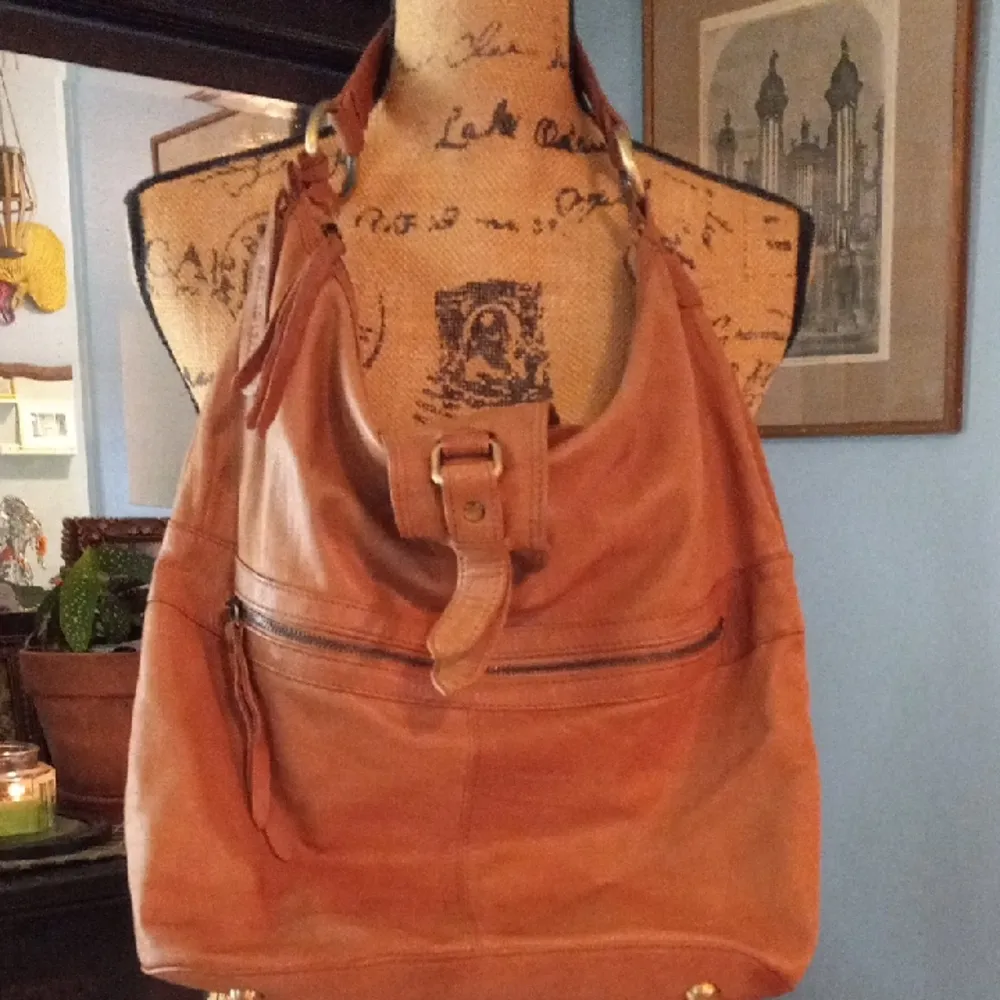 Topshop Brown Leather Hobo Bag - Image 2