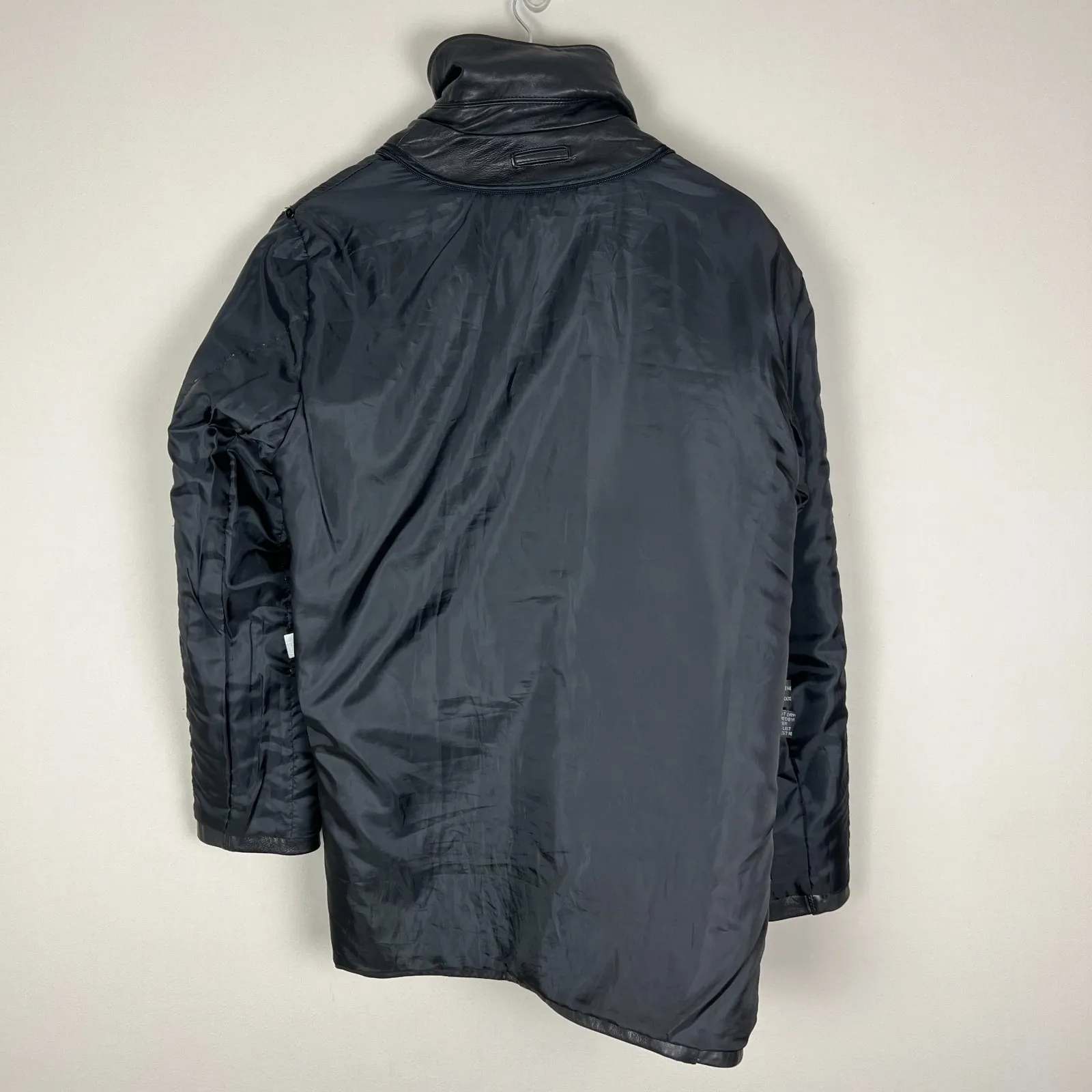 Knoles & Carter Italian Lamb Skin Leather Jacket Mens Medium Black Button Lined - Image 12