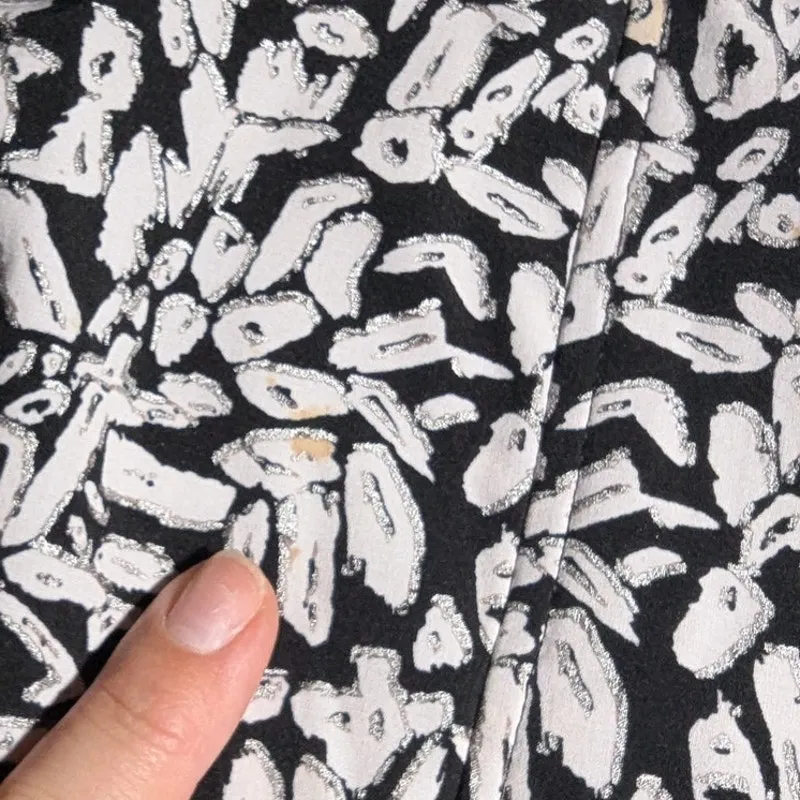 Vtg Y2K Laura Ashley Black White Metallic Leopard Print Zip Up Track Jacket P M Size undefined - Image 3