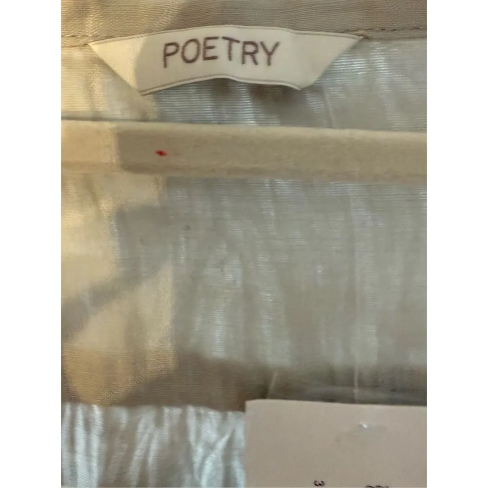 POETRY Light grey 100% Ramie Tunic Top Pleated Button Up Lagenlook US 6 - Image 4