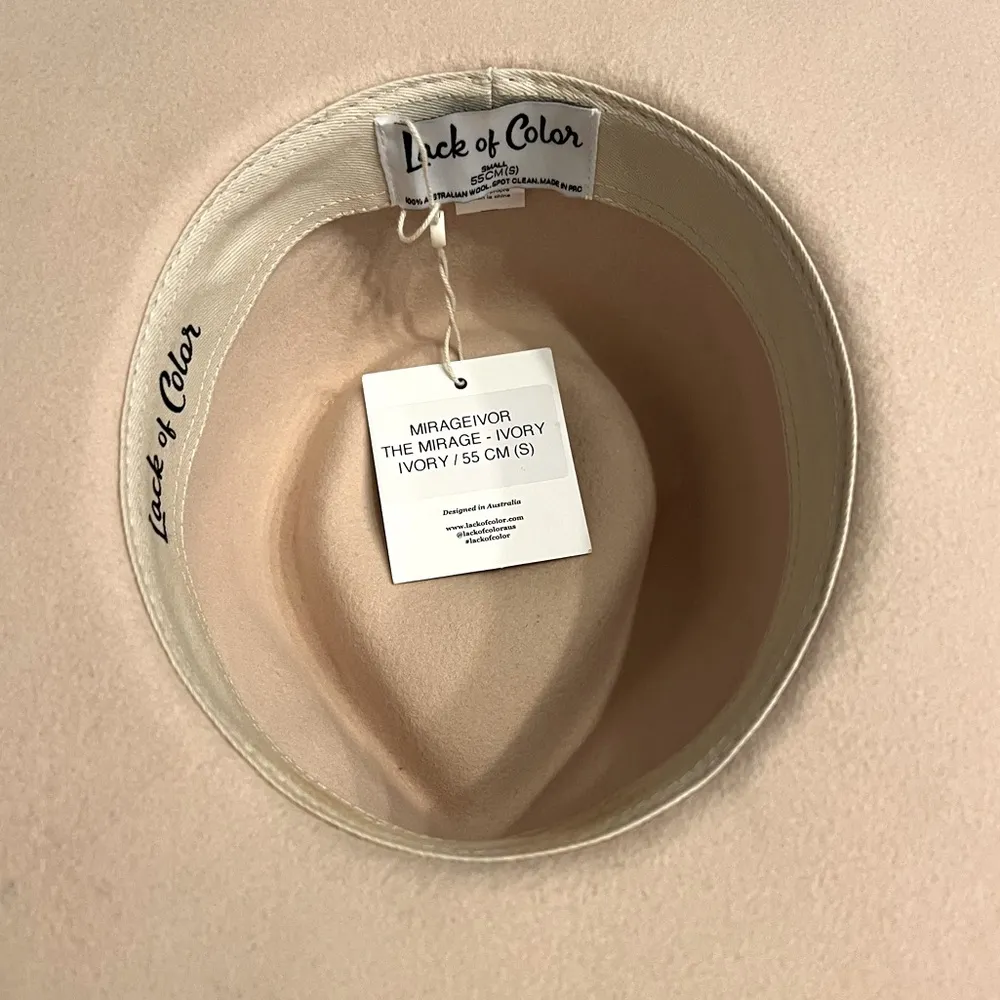 NWT LACK OF COLOR The Mirage Fedora Hat Ivory Wool w Suede Trim Sz Small 55 CM - Image 12