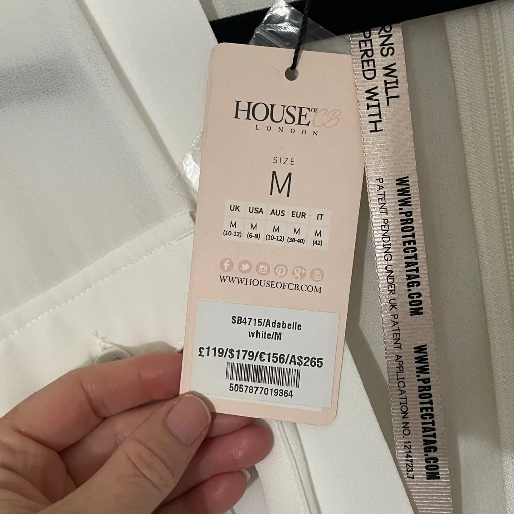 House of CB Adabelle White Georgette Long Sleeve Jumpsuit Size Medium NWT - Image 8