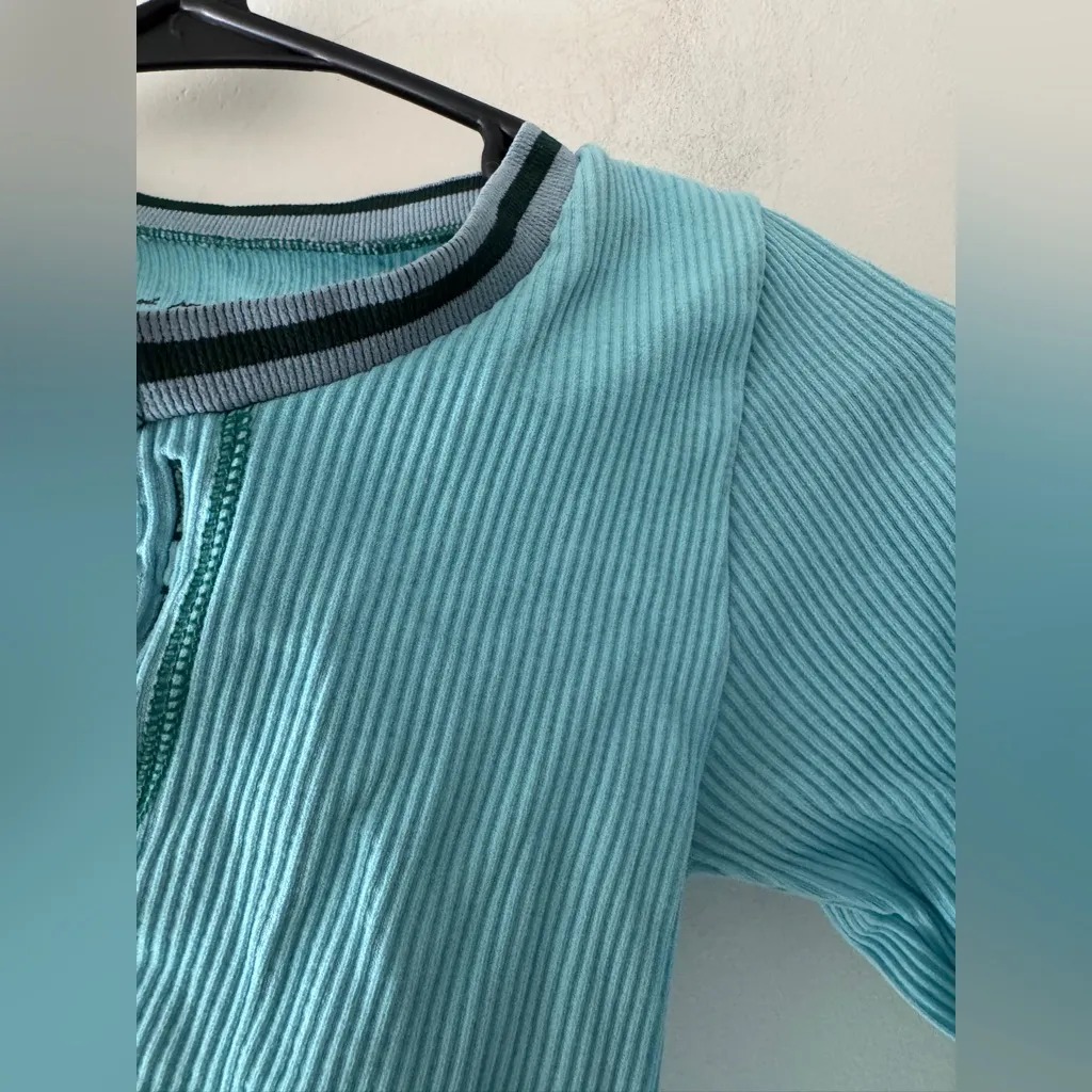 Urban Outfitters Out From Under Blue Ribbed Go For Gold Seamless Long Sleeve Top - Image 5