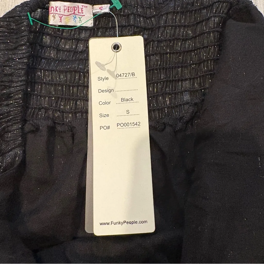 NWT, Vintage Funky People Black Metallic Floral Detail Halter Dress, Sz S - Image 14