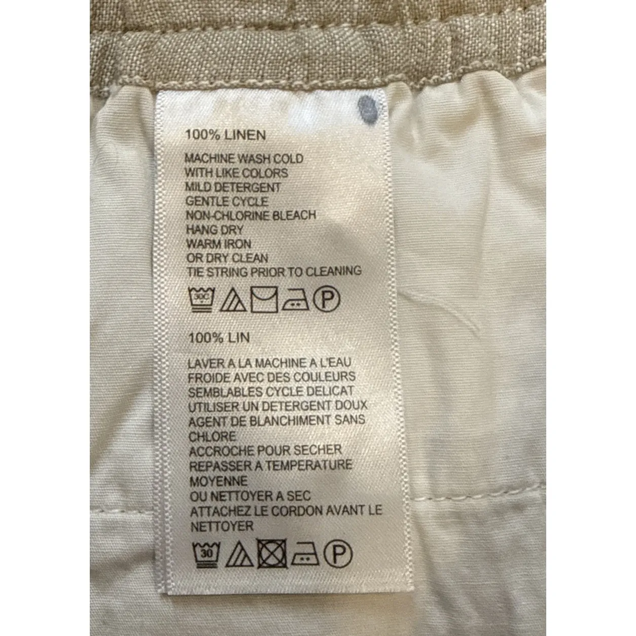 Tommy Bahama Womens XL Tan Linen Shorts Drawstring Elastic Waist Pockets Beach - Image 8