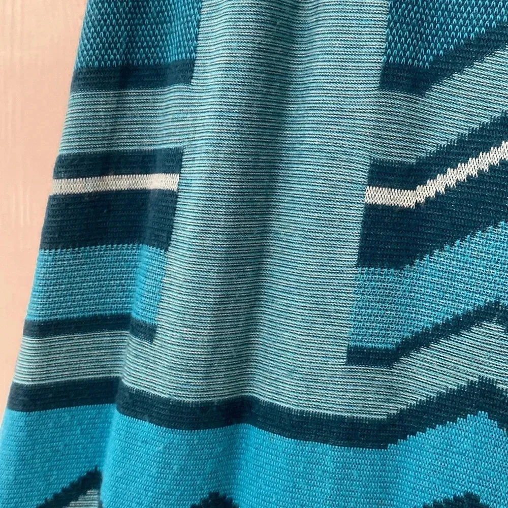 Alexis Maxi Skirt Patchwork Pattern Blue Size Medium Coasta Grandma Knit Made US - Image 3